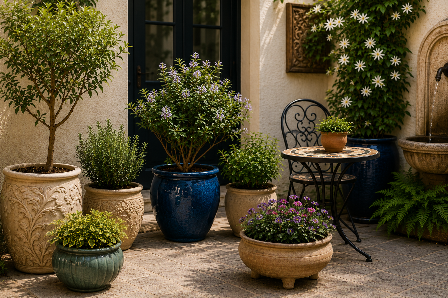 Compact Courtyard Pots